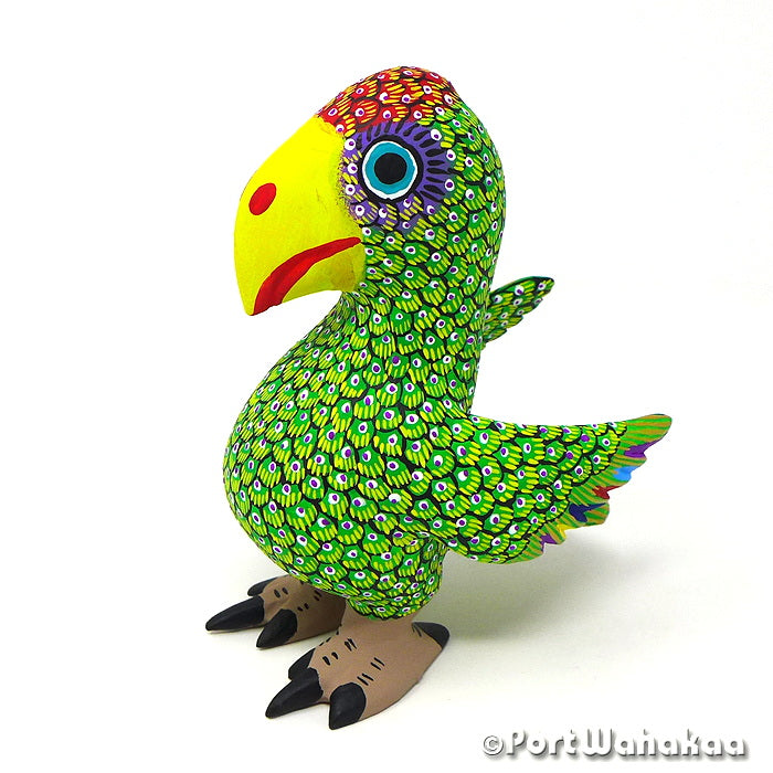 Green Parrot Austin Texas Alebrije Port Wahakaa Artist - Rocio Hernandez Arrazola, Avia, Carving Medium, Lory, Pajaro, Parrot