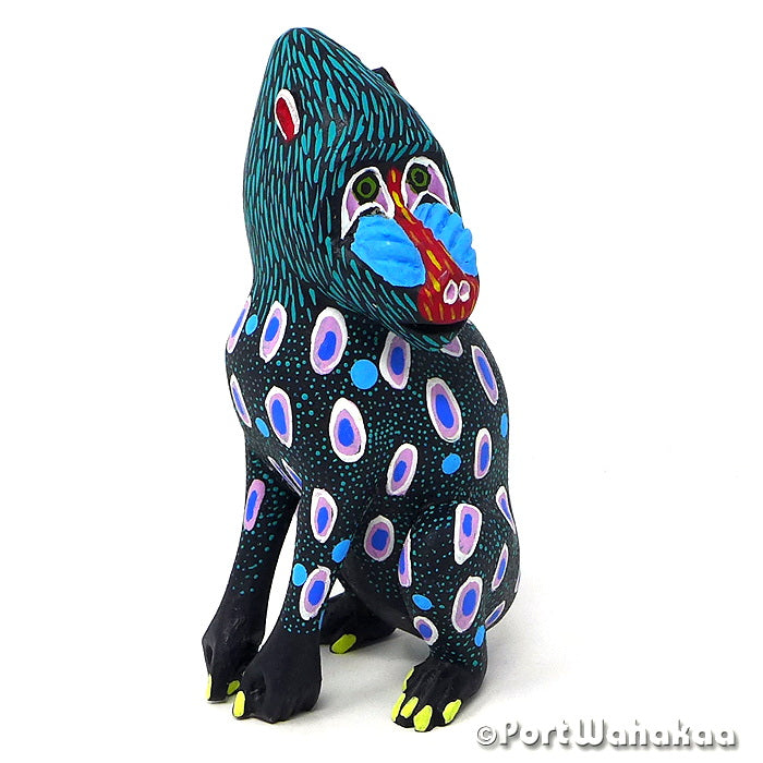 Mandrill Folk Art Oaxacan Carvings for Sale Austin Texas Artist - Gil Santiago Arrazola, Baboon, Carving Small, Chango, Monkey