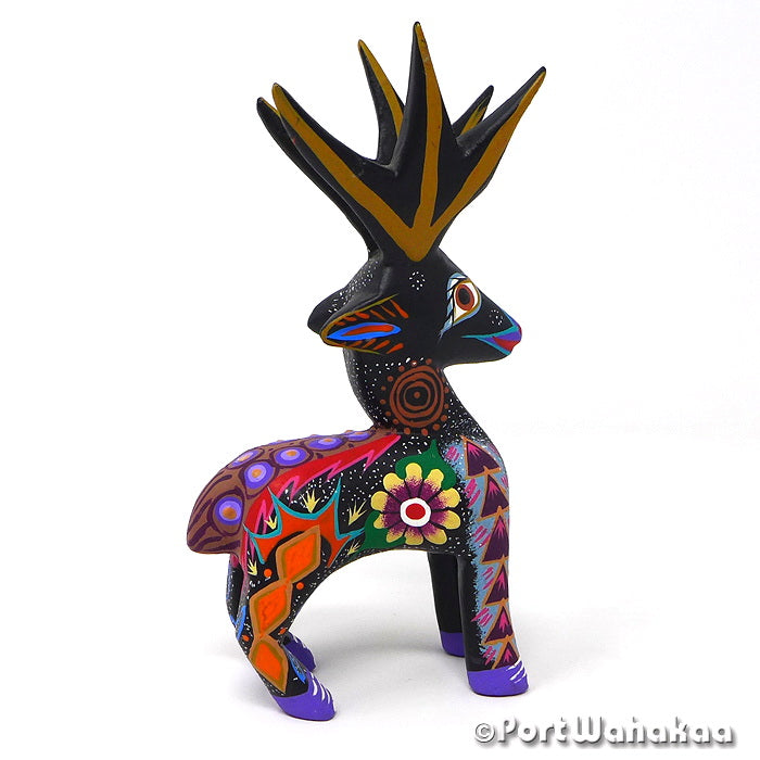 Night Deer Oaxaca Carvings Austin Texas Alebrije Artist - Roberta Angeles Antelope, Carving Small, Deer, Gazelle, San Martin Tilcajete, Venado