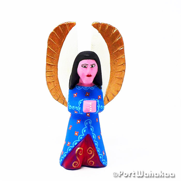 Blue Angel Seraphim Austin Texas Hand Carved Copal Artist - Justo Xuana angel, Carving Small, San Martin Tilcajete, Xuana