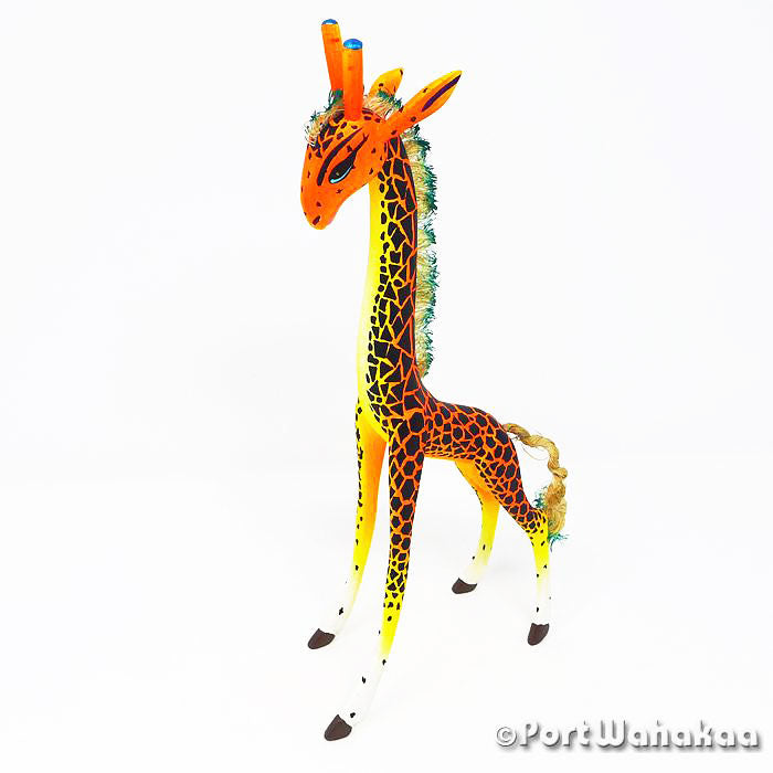 Mandarin Giraffe Folk Art Oaxacan Wood Carvings for Sale Austin Texas Artist - Hilario Blas Carving Medium, Giraffe, San Pedro Cajonos