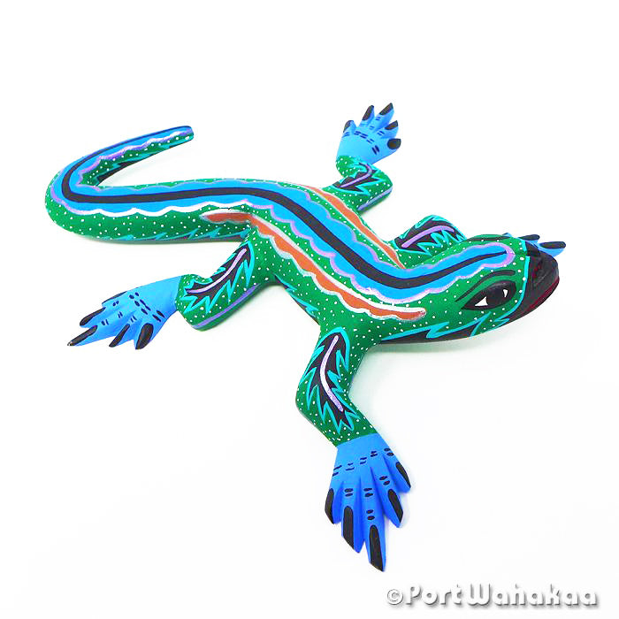 Aqualite Lizard Oaxacan Wood Carvings for Sale Austin Texas Artist - Mauricio Ramirez Arrazola, Carving Small Medium, Iguana, Lizard