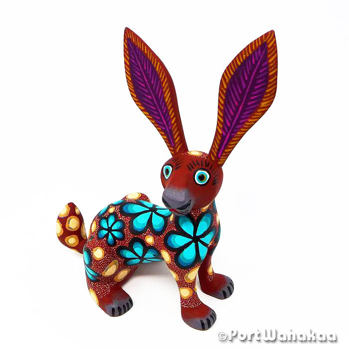 Ice Flower Rabbit Oaxaca Mexico Alebrijes Wood Carvings for Sale Artist - Jose Olivera Carving Small, Conejo, Rabbit, San Martin Tilcajete