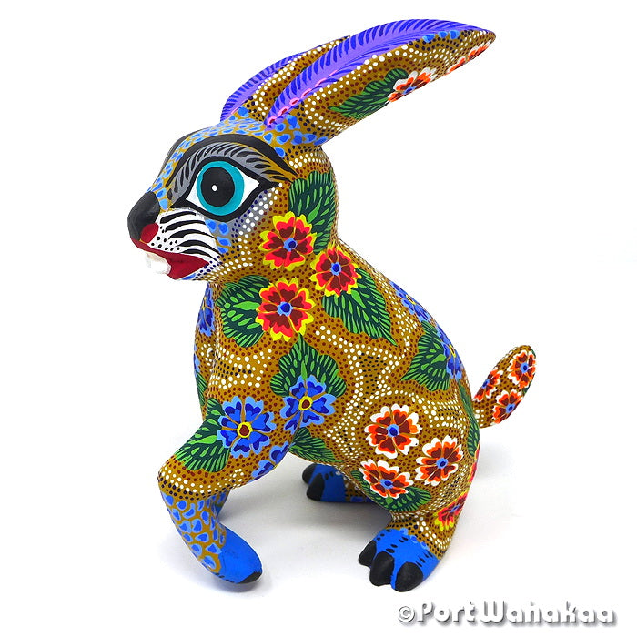 Hyacinth Rabbit Copal Wood Alebrije Oaxacan Carvings for Sale Texas Artist - Rocio Hernandez Arrazola, Carving Medium, Conejo, Rabbit