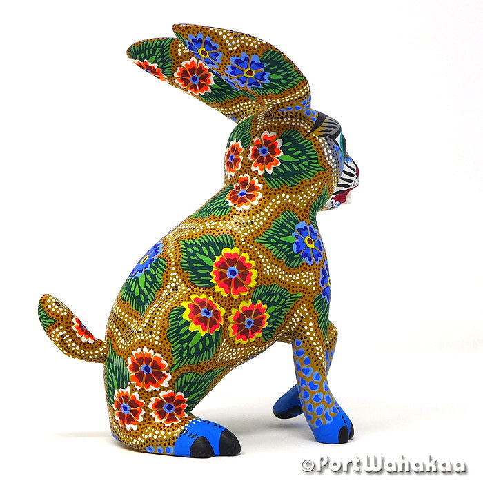 Hyacinth Rabbit Copal Wood Alebrije Oaxacan Carvings for Sale Texas Artist - Rocio Hernandez Arrazola, Carving Medium, Conejo, Rabbit