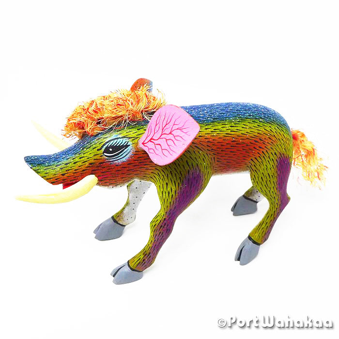 Razorback Rainbow Alebrije Austin Texas Port Wahakaa Artist - David Blas Carving Medium, Cerdo, Javelina, Pig, San Pedro Cajonos, Warthog