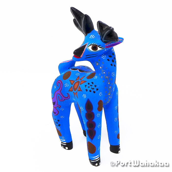 Kyanite Blue Deer Copal Wood Alebrije Oaxacan Carvings for Sale Texas Artist - Roberta Angeles Antelope, Carving Small, Deer, Gazelle, San Martin Tilcajete, Venado