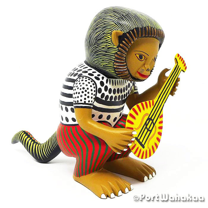 Mandolin Monkey Folk Art Oaxacan Wood Carvings for Sale Austin Texas Artist - Ana Xuana Banjo, Carving Large, Chango, Monkey, San Martin Tilcajete, Xuana