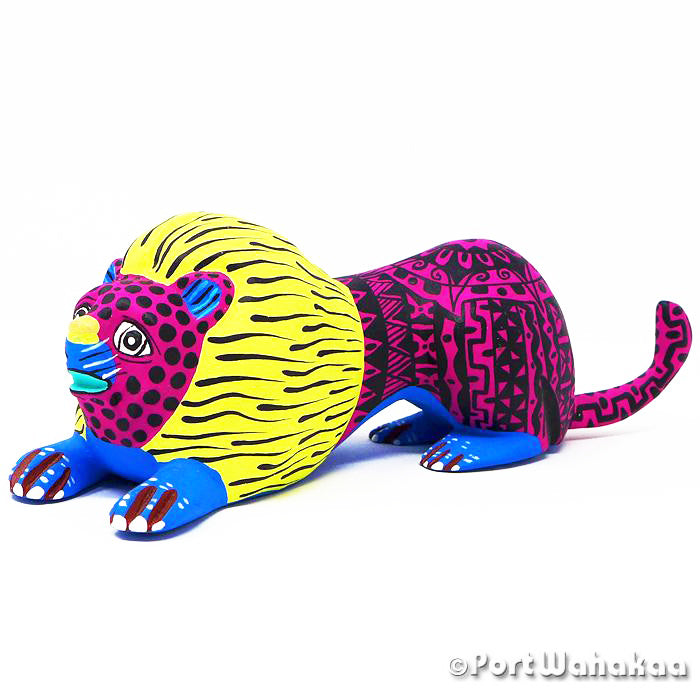 Lion Alebrije Folk Art Oaxacan Wood Carvings for Sale Austin Texas Artist - Victor Cortez Arrazola, Leon, Lion, Panthera