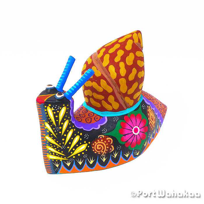 Biome Snail Wood Carving Oaxacan Alebrije for Sale Austin Texas Artist - Roberta Angeles Caracole, Carving Small, San Martin Tilcajete, Snail