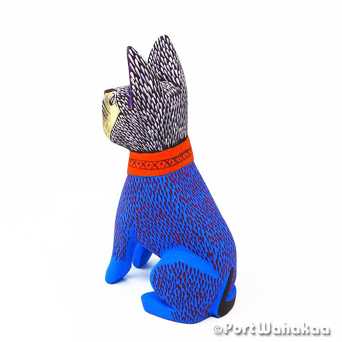 Oaxacan Wood Carvings for Sale Texas Azure Watchdog Artist - Martin Xuana Carving Small, Dog, Perro, San Martin Tilcajete