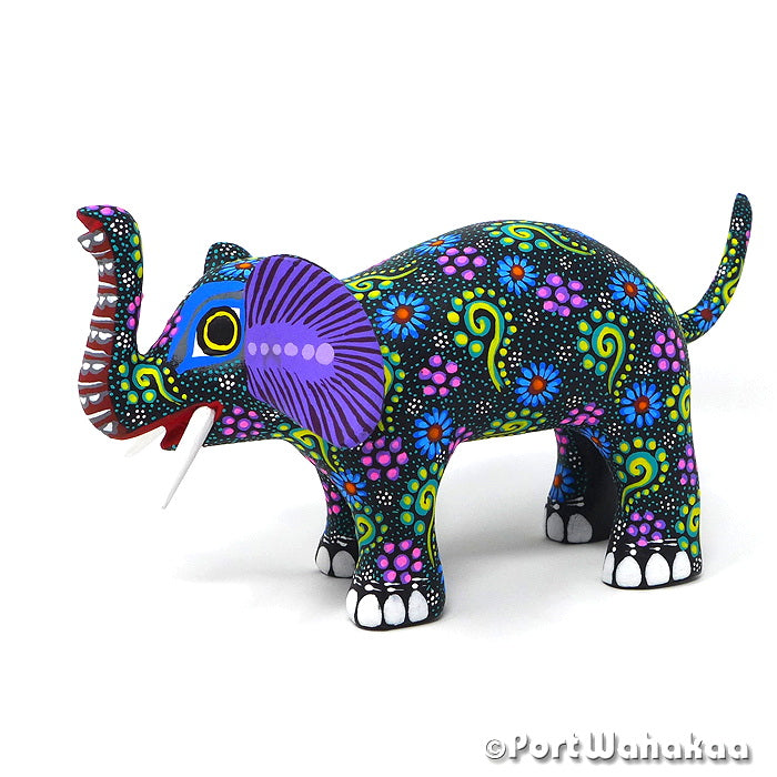 Elephant Folk Art Oaxacan Wood Carvings for Sale Austin Texas Artist - Rocio Hernandez Arrazola, Carving Small, Elephant