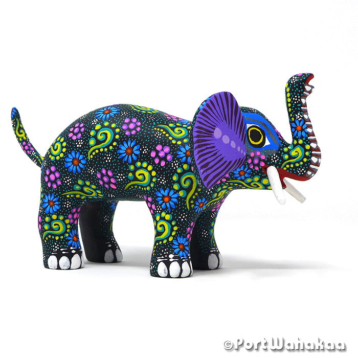 Elephant Folk Art Oaxacan Wood Carvings for Sale Austin Texas Artist - Rocio Hernandez Arrazola, Carving Small, Elephant