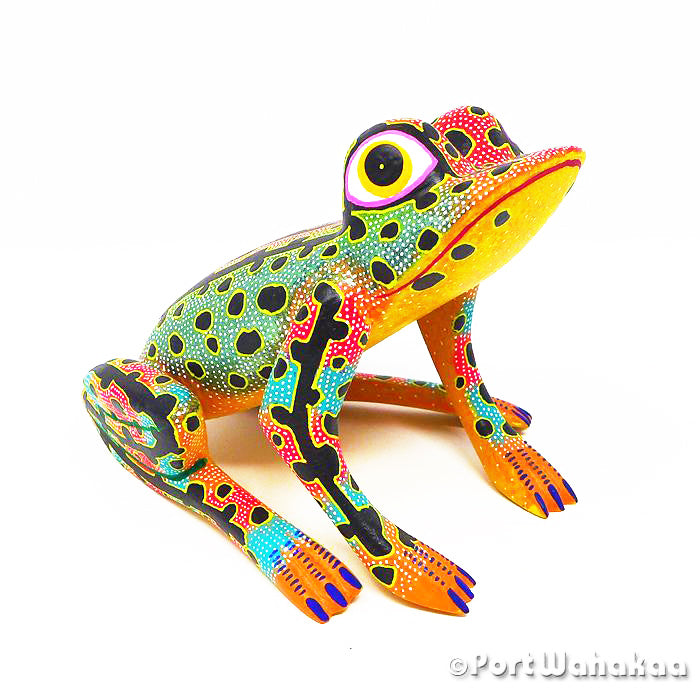 Mineral Spring Frog Copal Wood Oaxacan Alebrije for Sale Austin Texas Artist - David Blas Carving Medium Large, Frog, Rana, San Pedro Cajonos, Sapo