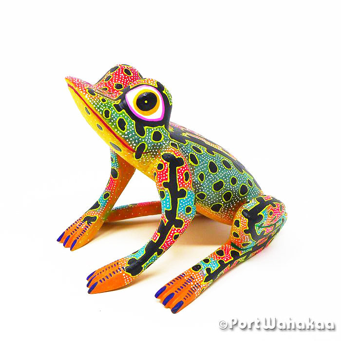 Mineral Spring Frog Copal Wood Oaxacan Alebrije for Sale Austin Texas Artist - David Blas Carving Medium Large, Frog, Rana, San Pedro Cajonos, Sapo