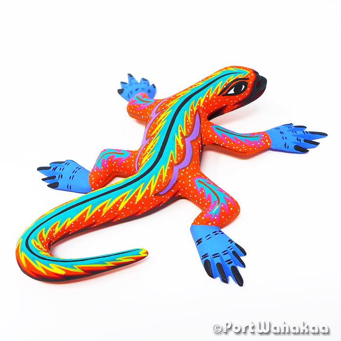 Rudraksha Lizard Wood Carving Oaxacan Alebrije for Sale Austin Texas Artist - Mauricio Ramirez Arrazola, Carving Small Medium, Iguana, Lizard