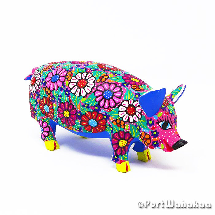 Precision Pig Austin Texas Oaxaca Carvings Alebrije Artist - Maria Jimenez Ojeda Carving Small, Cerdo, Pig, San Martin Tilcajete