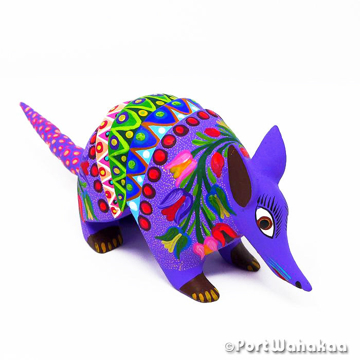 Purple Armadillo Austin Texas Alebrije Port Wahakaa Artist - Jose Olivera Armadillo, Carving Small, San Martin Tilcajete