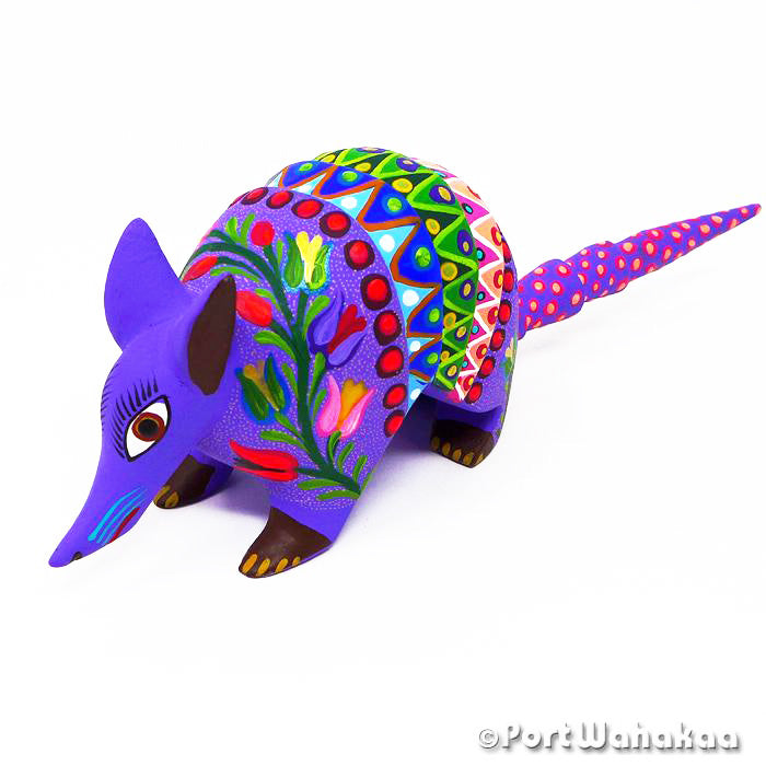 Purple Armadillo Austin Texas Alebrije Port Wahakaa Artist - Jose Olivera Armadillo, Carving Small, San Martin Tilcajete