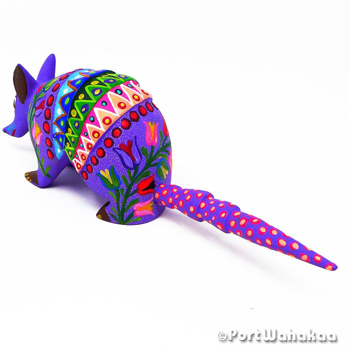 Purple Armadillo Austin Texas Alebrije Port Wahakaa Artist - Jose Olivera Armadillo, Carving Small, San Martin Tilcajete