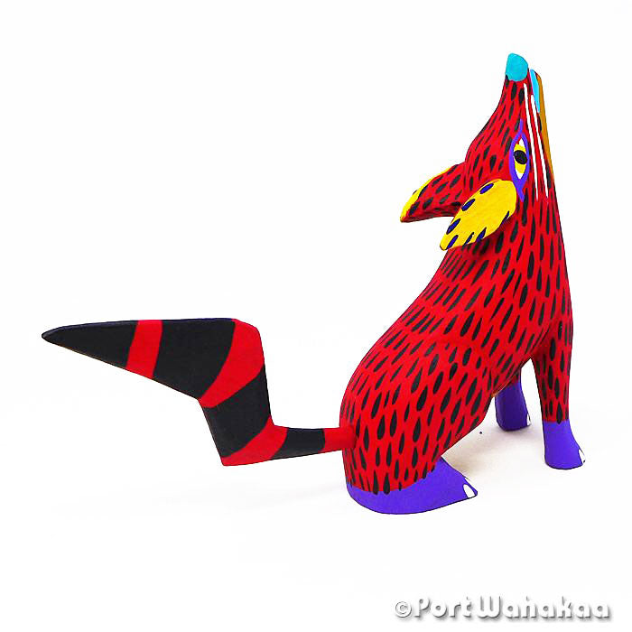 Red Coyote Austin Texas Wild Port Wahakaa Mexico Oaxaca Alebrijes Artist - Armando Jimenez Arrazola, Carving Small, Coyote, Lobo