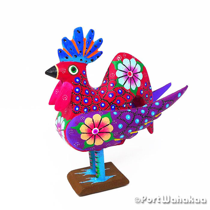 Purple Wing Rooster Austin Texas Alebrije Port Wahakaa Artist - Roberta Angeles Carving Medium, Gallo, Rooster, San Martin Tilcajete