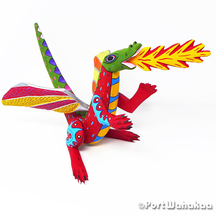 Austin Texas Southwest Red Draco Dragon Oaxacan Art Artist - Armando Ramirez Arrazola, Carving Giant, Dragon, Reptile