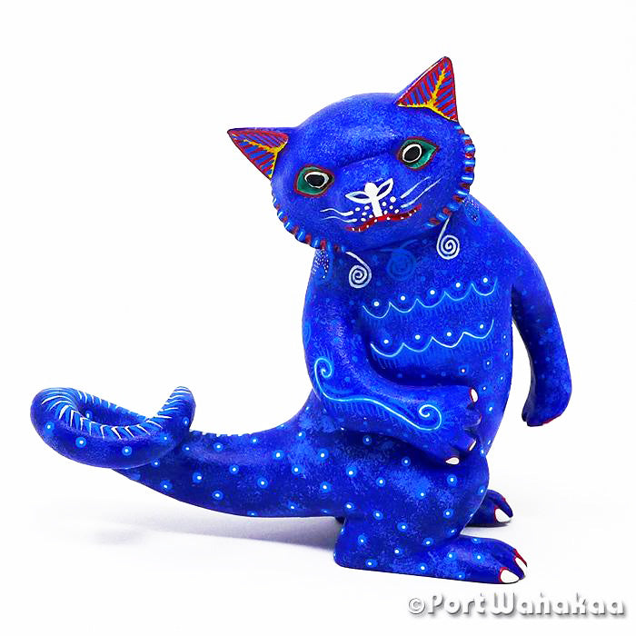 Polite Cat Xuana Copa Wood Oaxacan Alebrije for Sale Austin Texas Artist - Victor Xuana Cat, Gato, Jaguar, Leopard, Panthera, Tiger