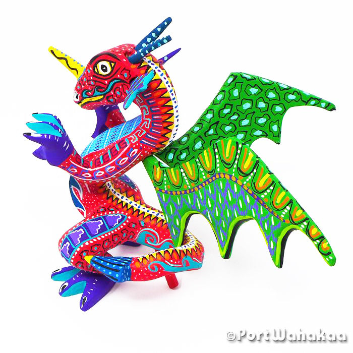 Margarito Rodriguez Red Dragon Oaxacan Art Copal for Sale Austin Texas Artist - Margarito Rodriguez Arrazola, Carving Medium Large, Dragon, Reptile