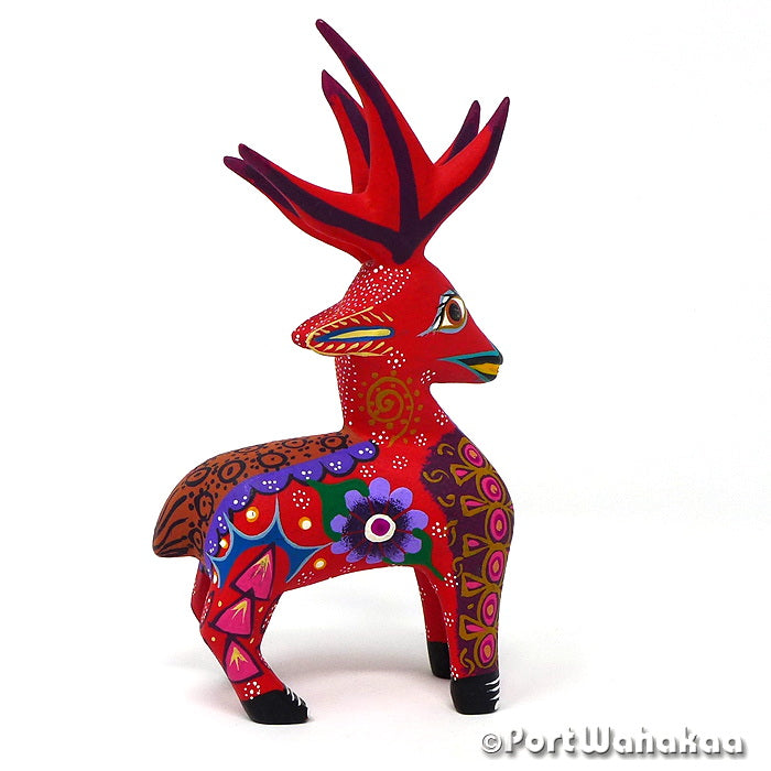 Rose Garden Deer Austin Texas Alebrije Oaxaca Carving Artist - Roberta Angeles Carving Small, Deer, Gazelle, San Martin Tilcajete, Venado