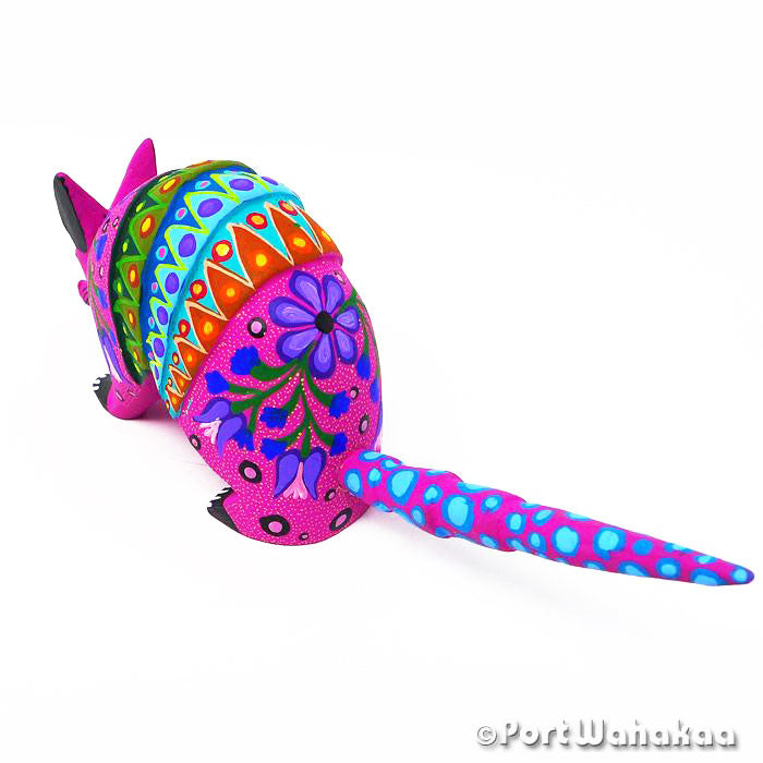 Pink Armadillo Austin Texas Port Wahakaa Alebrije Artist - Jose Olivera Armadillo, Carving Medium, San Martin Tilcajete