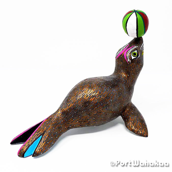 Oaxacan Wood Carvings for Sale Texas Circus Seal Alebrije Artist - Marco Garcia Arrazola, Carving Large, Focas, Morsa, Sea Lion, Seal, Walrus