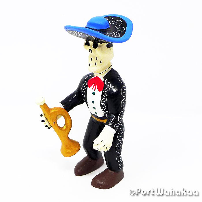 Oaxacan Wood Carvings for Sale Texas Mariachi Skeleton Artist - Joaquin Hernandez Carving Small, Day of the Dead, Musician, San Martin Tilcajete, Skeleton