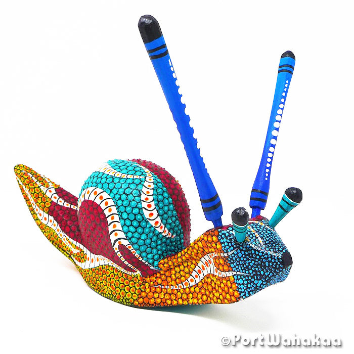 Versicolored Snail Austin Texas Alebrije Oaxaca Carvings Tribus Mixes Artist - Tribus Mixes Caracol, Carving Medium, Oaxaca City, Snail