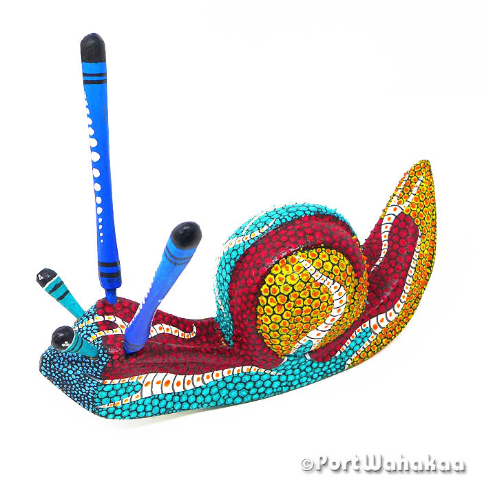 Versicolored Snail Austin Texas Alebrije Oaxaca Carvings Tribus Mixes Artist - Tribus Mixes Caracol, Carving Medium, Oaxaca City, Snail