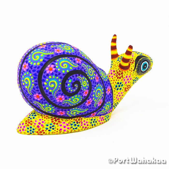 Meridian Snail Folk Art Oaxacan Carvings for Sale Austin Texas Artist - Rocio Hernandez Arrazola, Caracol, Caracole, Carving Medium, Snail