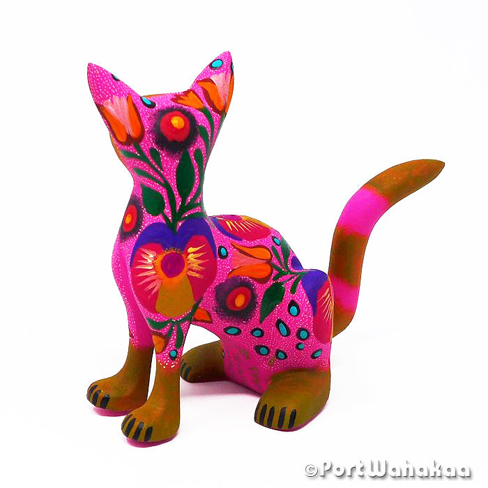 Big Electric Cat Copal Wood Oaxacan Alebrije Carvings for Sale Texas Artist - Jose Olivera Carving Small, Cat, Gato, San Martin Tilcajete