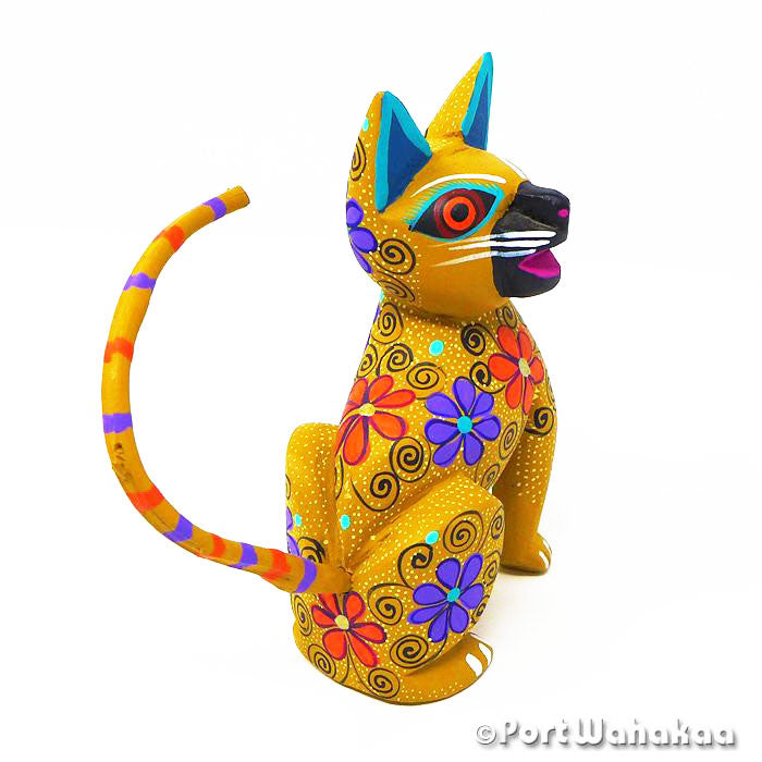 Sienna Cat Alebrijes Austin Texas Oaxaca Copal Artist - Fabrijes Family Carving Medium, Cat, Gato, San Martin Tilcajete