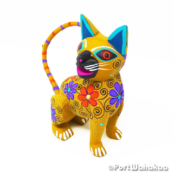 Sienna Cat Alebrijes Austin Texas Oaxaca Copal Artist - Fabrijes Family Carving Medium, Cat, Gato, San Martin Tilcajete