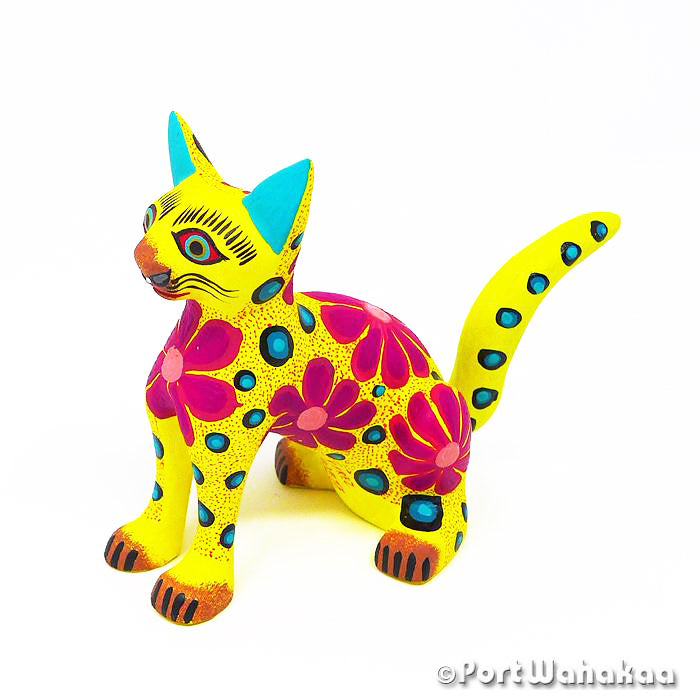 Buttercup Cat Copal Wood Oaxacan Alebrije for Sale Austin Texas Artist - Jose Olivera Cat, Gato, San Martin Tilcajete