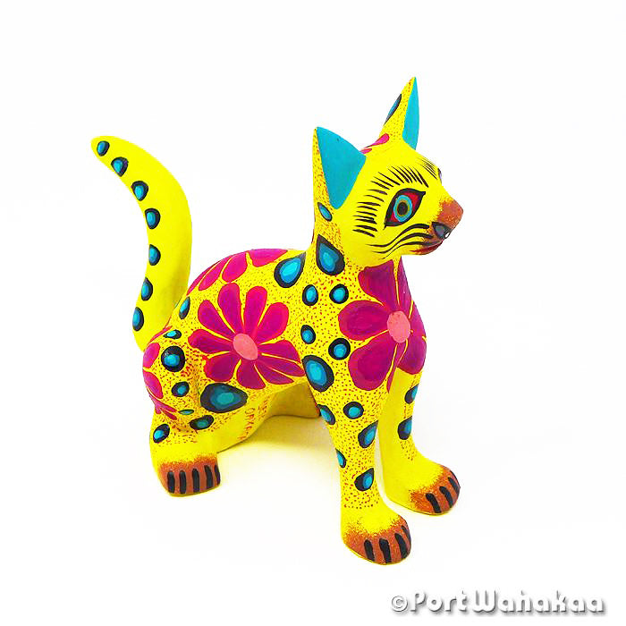 Buttercup Cat Copal Wood Oaxacan Alebrije for Sale Austin Texas Artist - Jose Olivera Cat, Gato, San Martin Tilcajete