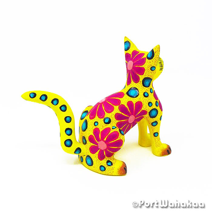 Buttercup Cat Copal Wood Oaxacan Alebrije for Sale Austin Texas Artist - Jose Olivera Cat, Gato, San Martin Tilcajete