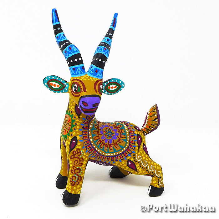Oaxacan Wood Carvings for Sale Texas Goat Alebrijes Spirit Animals Artist - Esperanza & Margarito Rodriguez Arrazola, Cabra, Goat