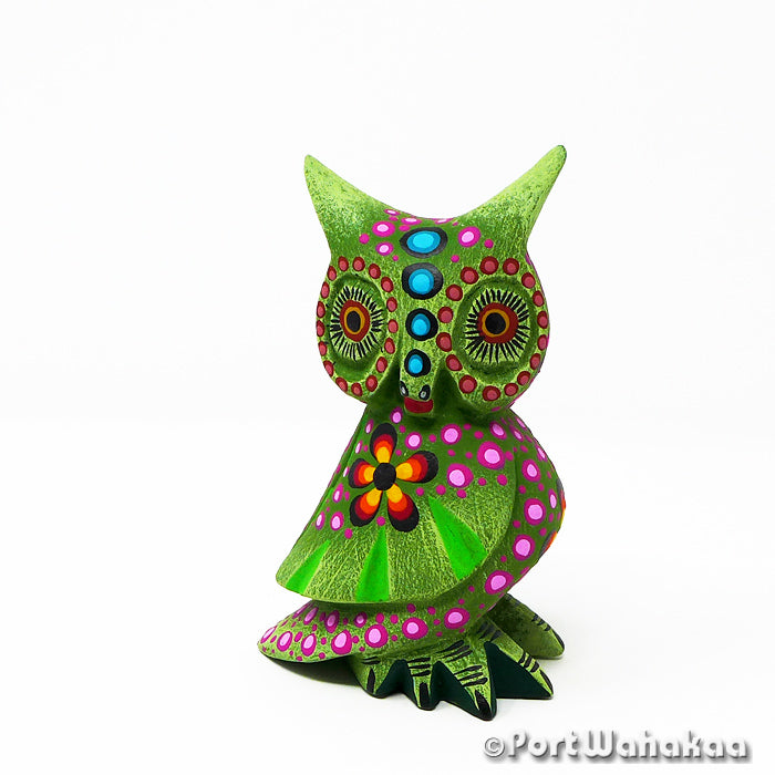 Acebo Owl Oaxaca Mexico Alebrijes Wood Carvings for Sale Texas Austin Artist - Jose Olivera Buho, Carving Small, Owl, San Martin Tilcajete